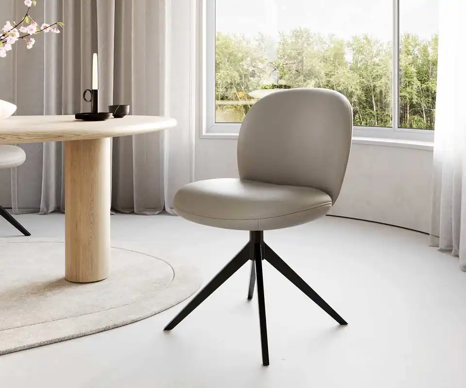 Drehstuhl Nube-Flex Echt-Leder Schlamm Kreuzgestell breit Schwarz 360° drehbar Taschenfederkern Bestpreis
