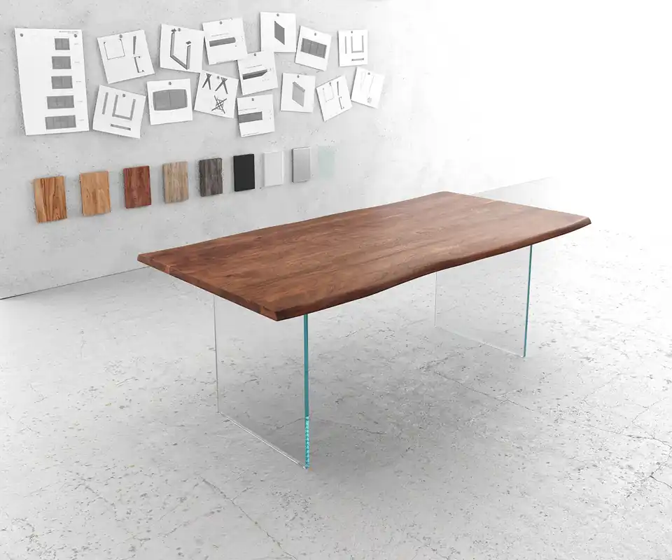 Esstisch Edge 200x100 Akazie Braun Glas Live- Kracherpreis