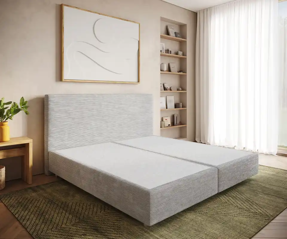 Nur Heute Boxspringgestell Dream-Well Cord Silbergrau 200x200 cm