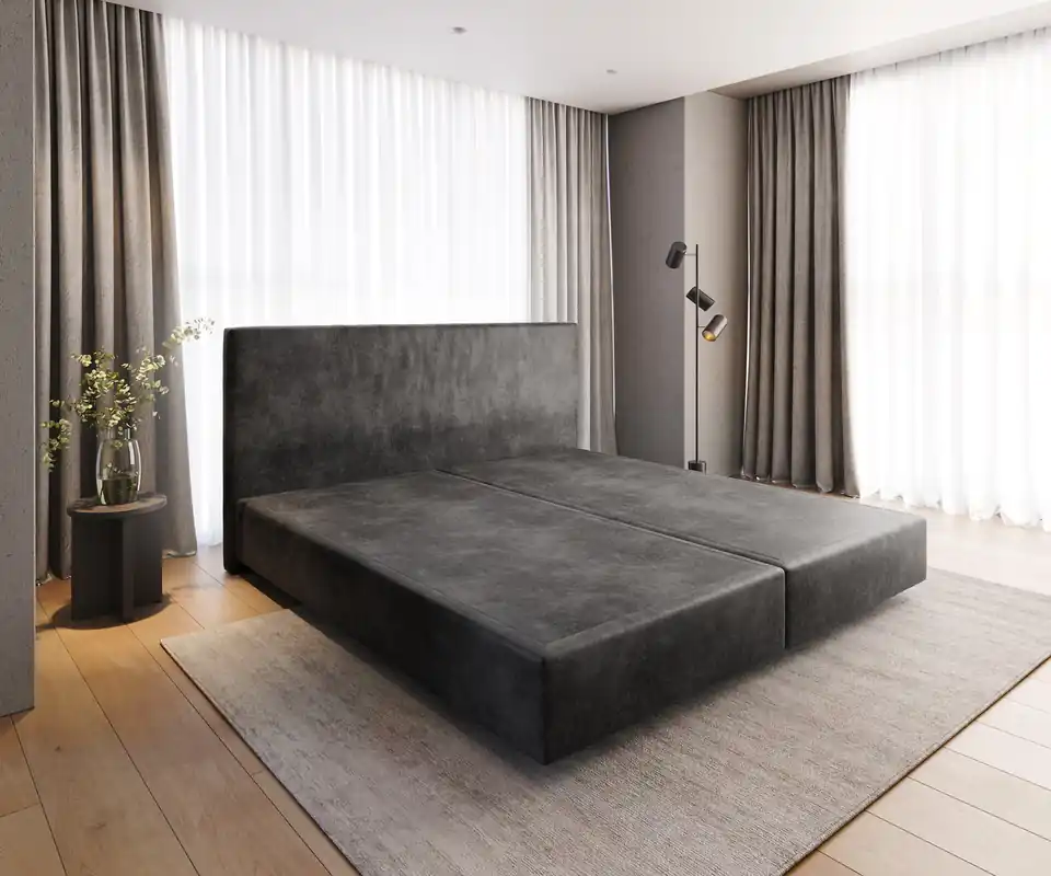 Boxspringgestell Dream-Well Mikrofaser Anthrazit Vintage 200x200 cm Top-Angebot