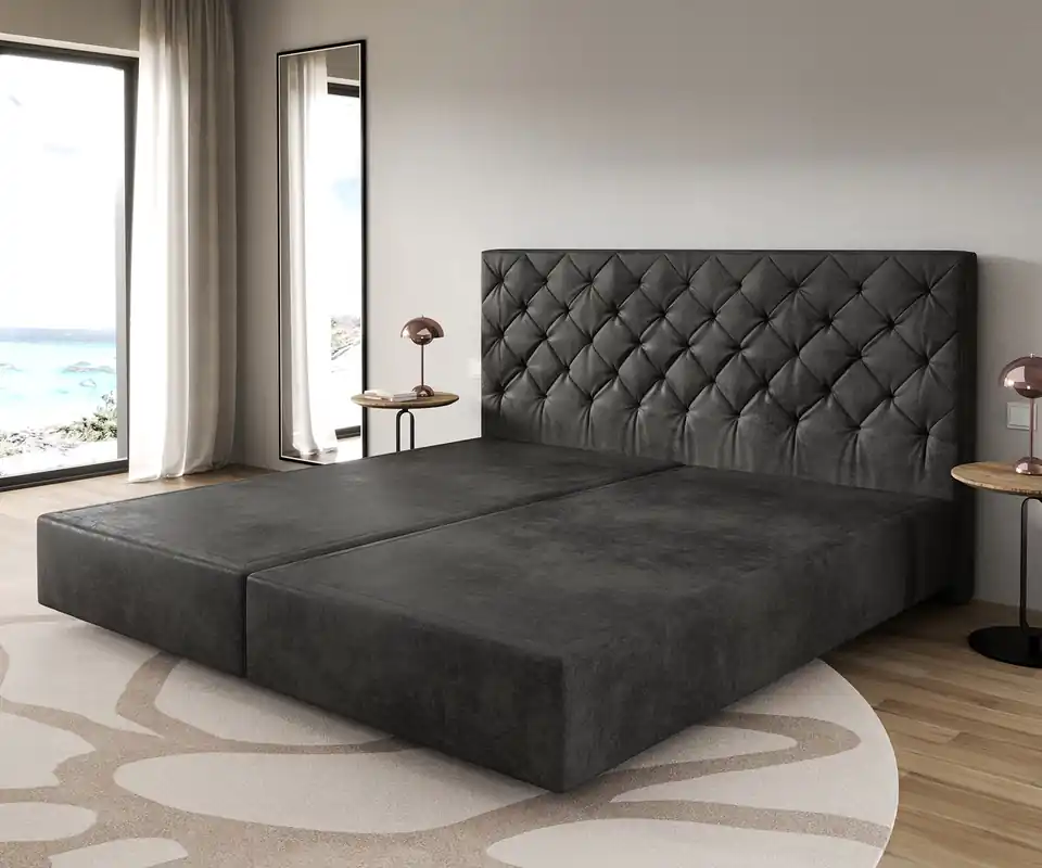 Sichere Zahlung Boxspringgestell Dream-Great Mikrofaser Anthrazit Vintage 200x200 cm