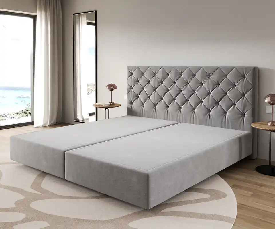 Boxspringgestell Dream-Great Mikrofaser Grau 200x200 cm Abverkauf