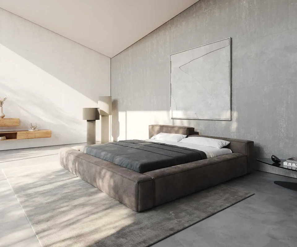 Polsterbettgestell Kalinea 180x200 cm Mikrofaser Taupe Vintage Günstig
