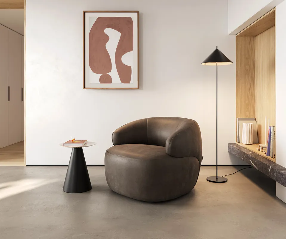 Loungesessel Nova 88x88 cm Mikrofaser Taupe Vintage Neue Ware