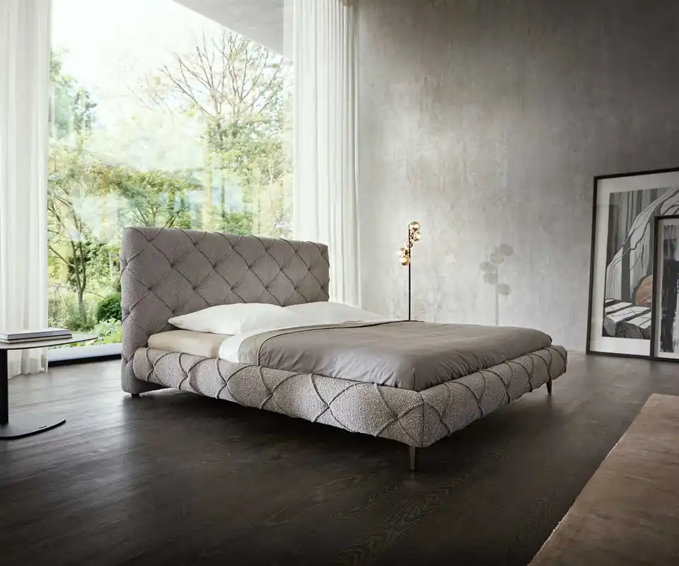 Polsterbettgestell Nayara 180x200 cm Bouclé Silbergrau Wochenendangebot