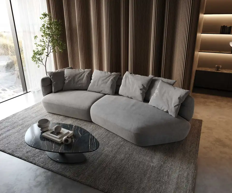 Sofa Roya 320x140 cm Mikrofaser Grau Angebot