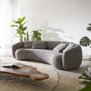 3-Sitzer Larna 260x120 cm Bouclé Silbergrau Günstig