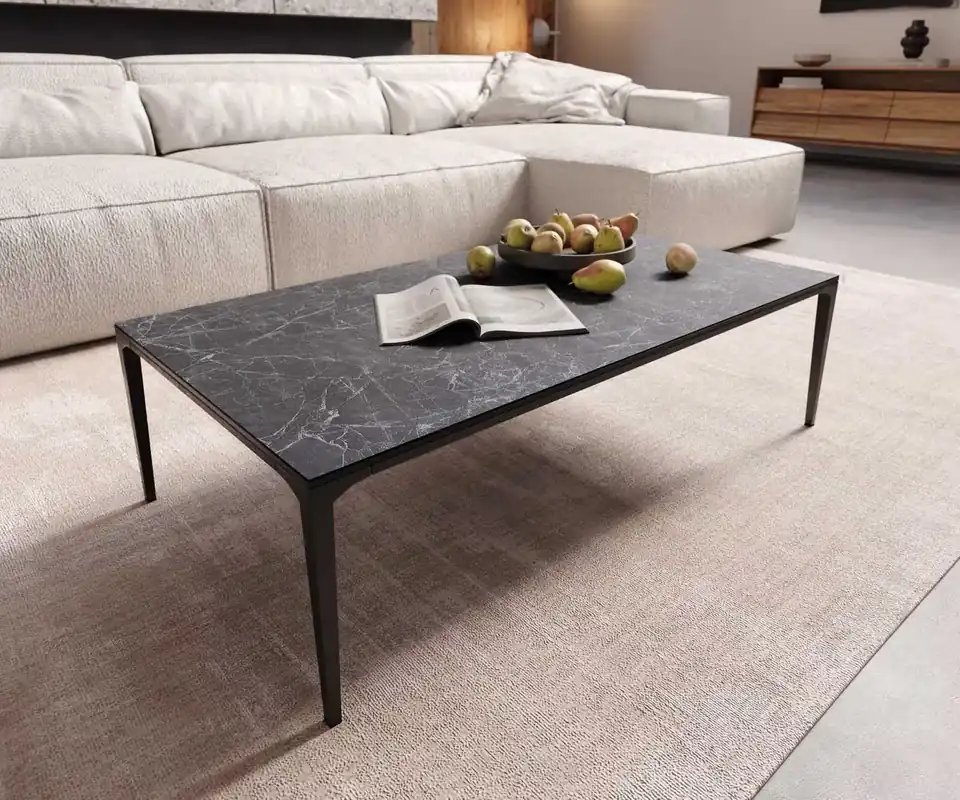 Meistverkauft Couchtisch Levente 110x60 cm Keramik Laminam® Nero Greco Anthrazit Gestell Metall Schwarz