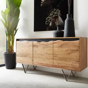 Aktuell Sideboard Stonegrace 147x45 cm Akazie Natur 3 Türen Baumkante