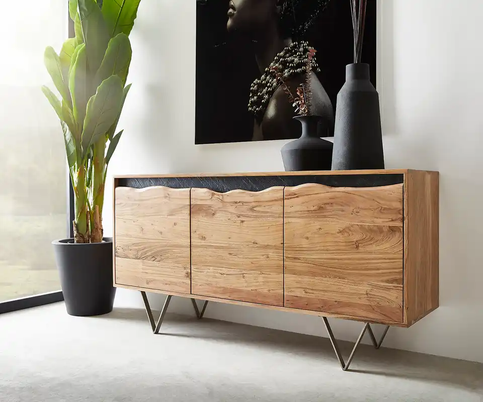 Aktuell Sideboard Stonegrace 147x45 cm Akazie Natur 3 Türen Baumkante