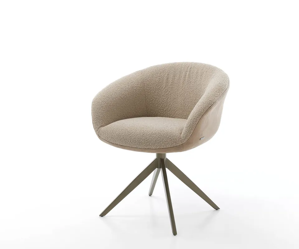 Drehstuhl Vinka-Flex mit Armlehnen Materialmix Schlamm Kreuzgestell breit Effektfinish Titan 360° drehbar Taschenfederkern Kracherpreis