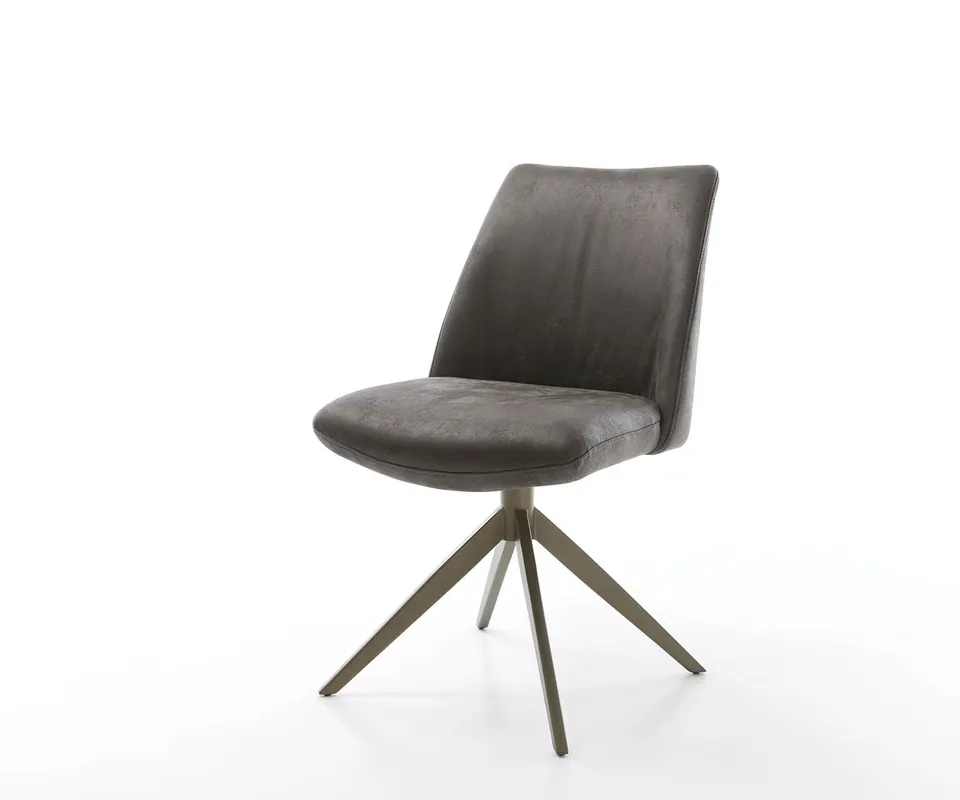 Drehstuhl Elso-Flex Mikrofaser Anthrazit Vintage Kreuzgestell breit Effektfinish Titan 360° drehbar Taschenfederkern Preiswert