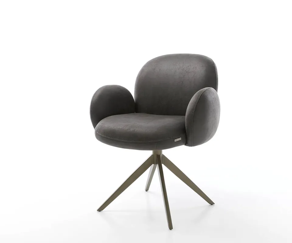 Drehstuhl Nube-Flex mit Armlehnen Mikrofaser Anthrazit Vintage Kreuzgestell breit Effektfinish Titan 360° drehbar Taschenfederkern Heißes Angebot