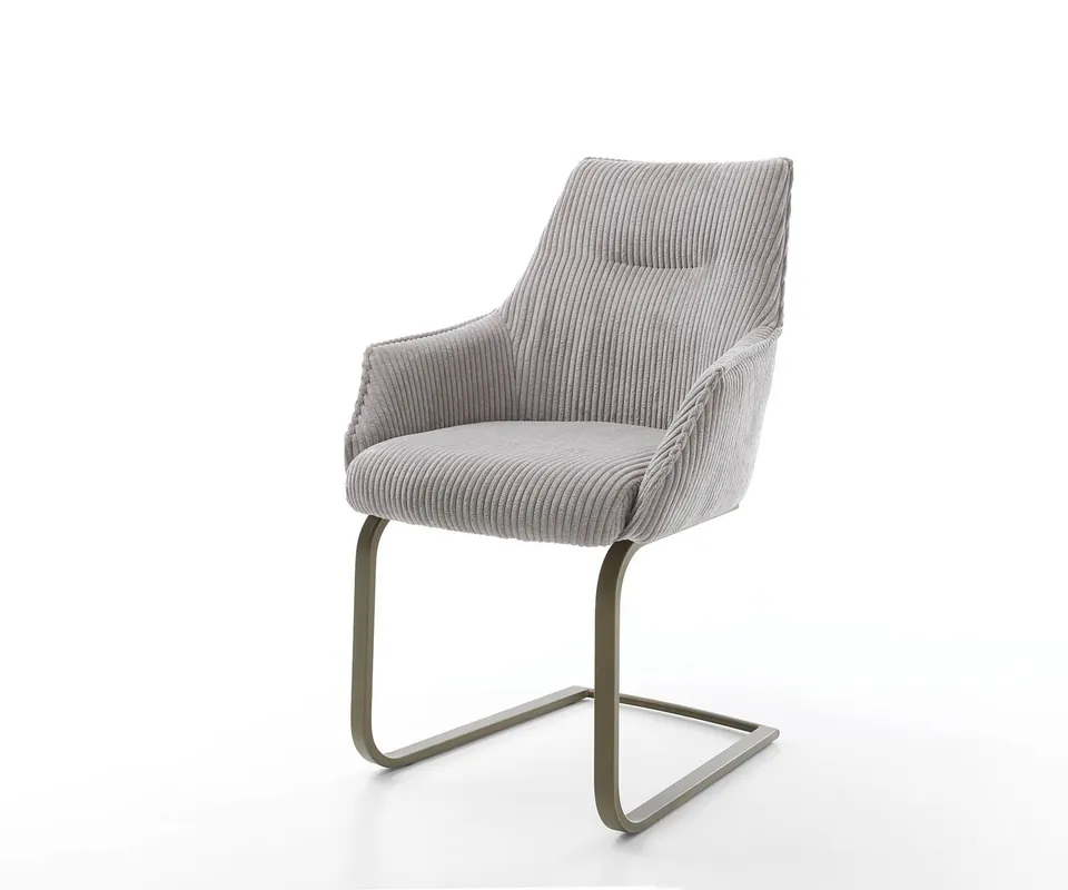 Bestseller Freischwinger Alja-Flex mit Armlehnen Cord Silbergrau Freischwinger flach Effektfinish Titan Taschenfederkern