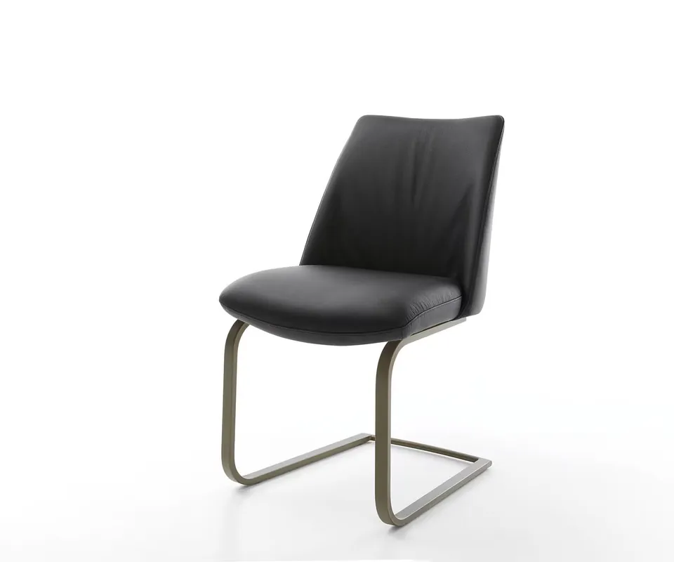 Heißes Angebot Freischwinger Elso-Flex Echt-Leder Schwarz Freischwinger flach Effektfinish Titan Taschenfederkern