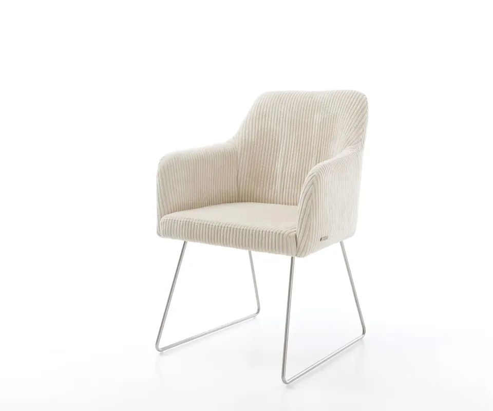 Garantierte Lieferung Esszimmerstuhl Greg-Flex Cord Beige Kufengestell Edelstahl Taschenfederkern