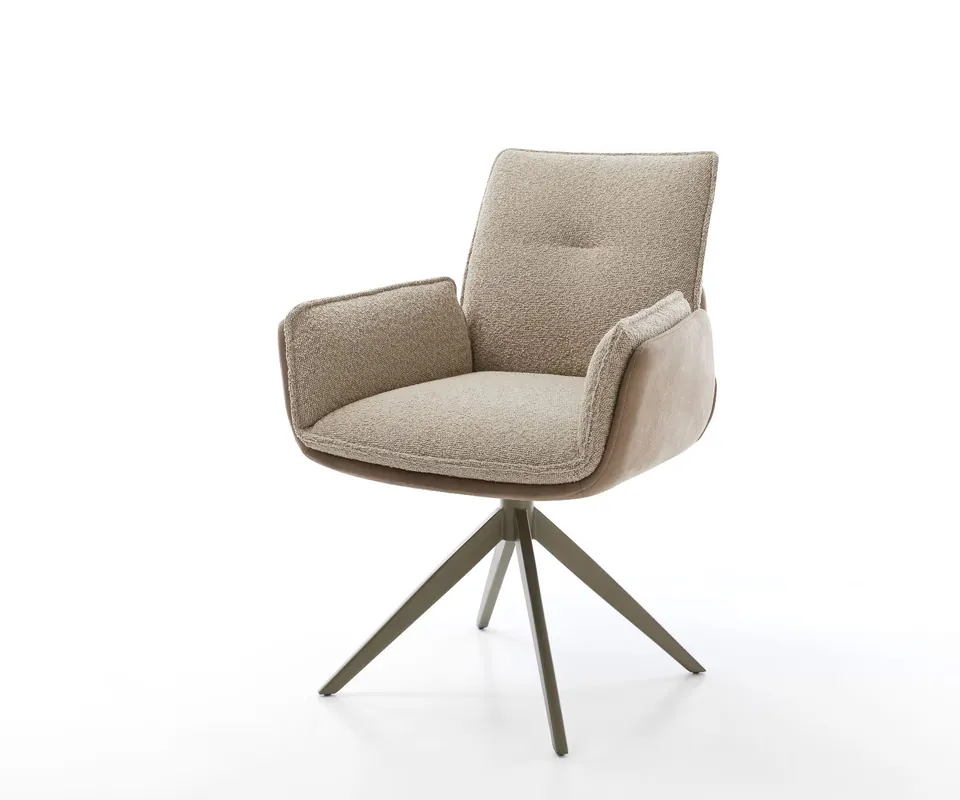 Günstig Drehstuhl Nela-Flex Materialmix Schlamm Kreuzgestell breit Effektfinish Titan 360° drehbar