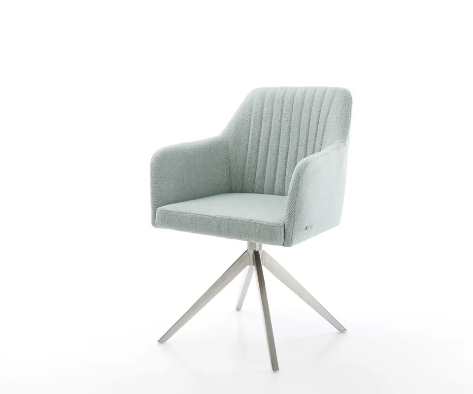 Neu Im Sortiment Drehstuhl Greg-Flex Stripes Mint Kreuzgestell breit Edelstahl 360° drehbar