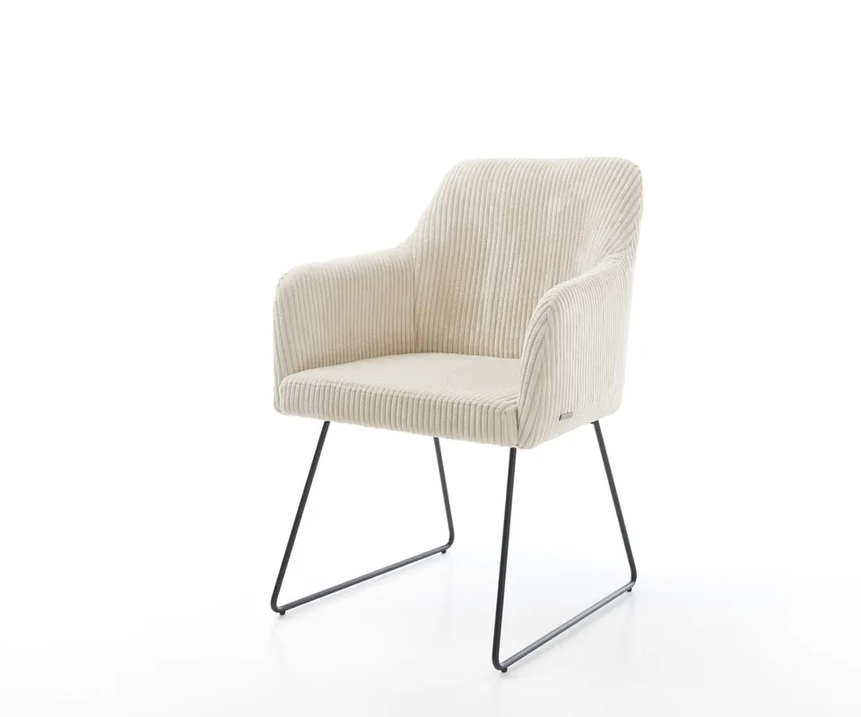 Garantierte Lieferung Esszimmerstuhl Greg-Flex Cord Beige Kufengestell Schwarz Taschenfederkern