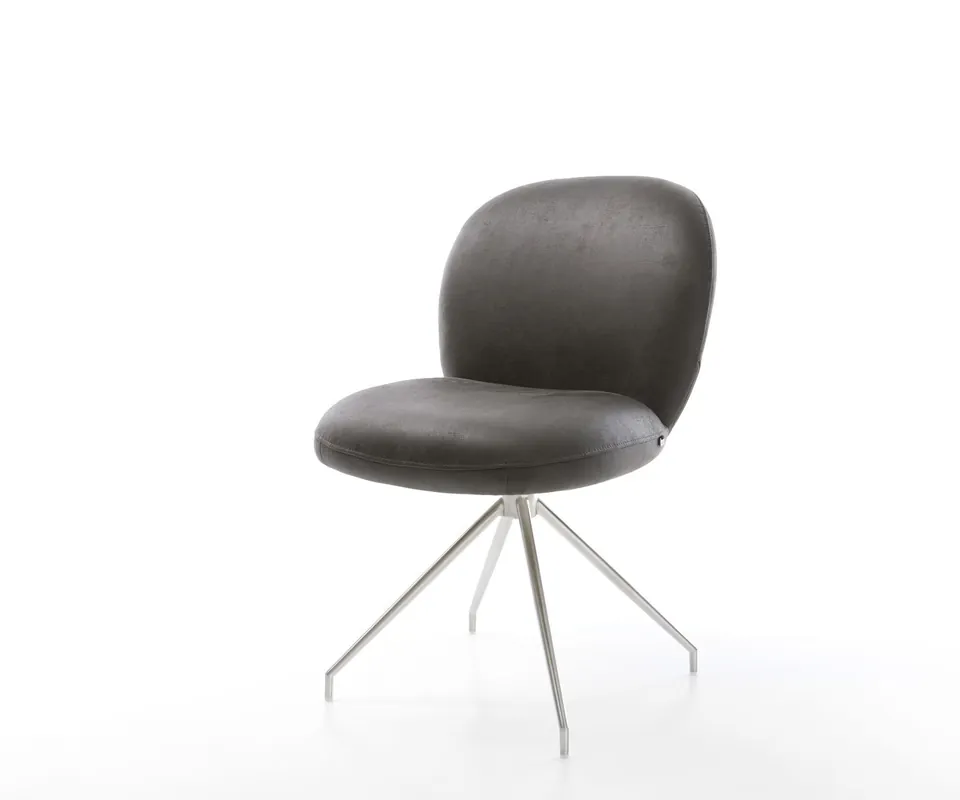 Top-Angebot Drehstuhl Nube-Flex Mikrofaser Anthrazit Vintage Kreuzgestell konisch Edelstahl 180° drehbar Taschenfederkern