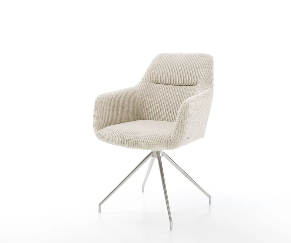 Sichere Zahlung Esszimmerstuhl Pejo-Flex Cord Beige Kreuzgestell konisch Edelstahl Taschenfederkern