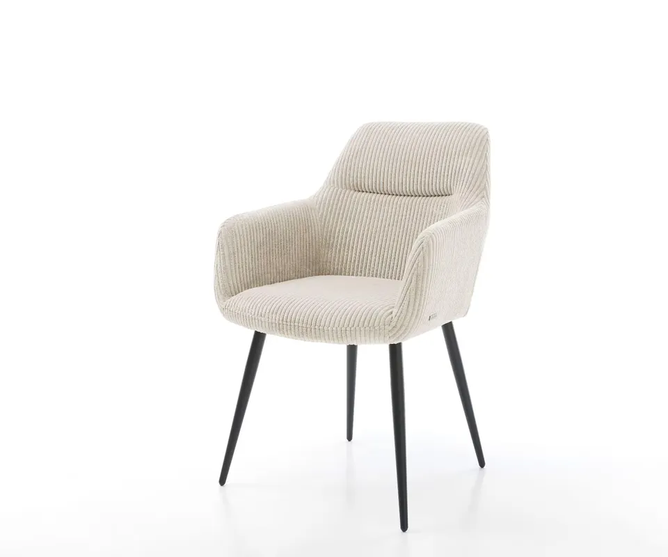 Top-Preis Esszimmerstuhl Pejo-Flex Cord Beige 4-Fuß konisch Schwarz Taschenfederkern