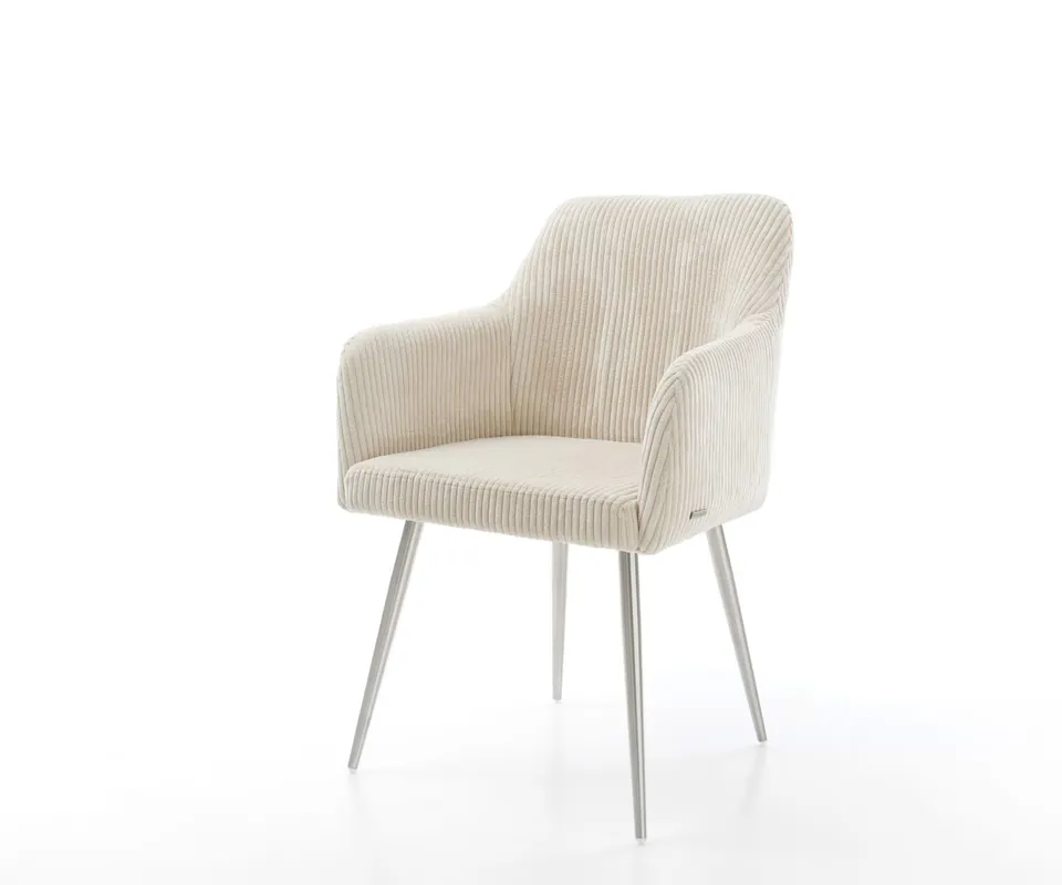 Rabatt Esszimmerstuhl Greg-Flex Cord Beige 4-Fuß konisch Edelstahl Taschenfederkern