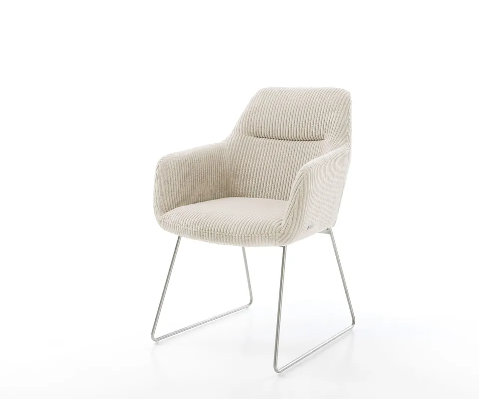 Top-Preis Esszimmerstuhl Pejo-Flex Cord Beige Kufengestell Edelstahl Taschenfederkern