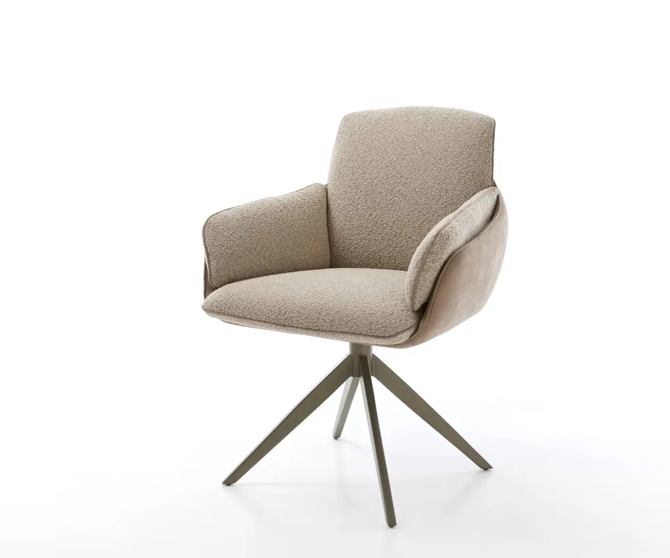 Schneller Versand Drehstuhl Luan-Flex mit Armlehnen Materialmix Schlamm Kreuzgestell breit Effektfinish Titan 360° drehbar