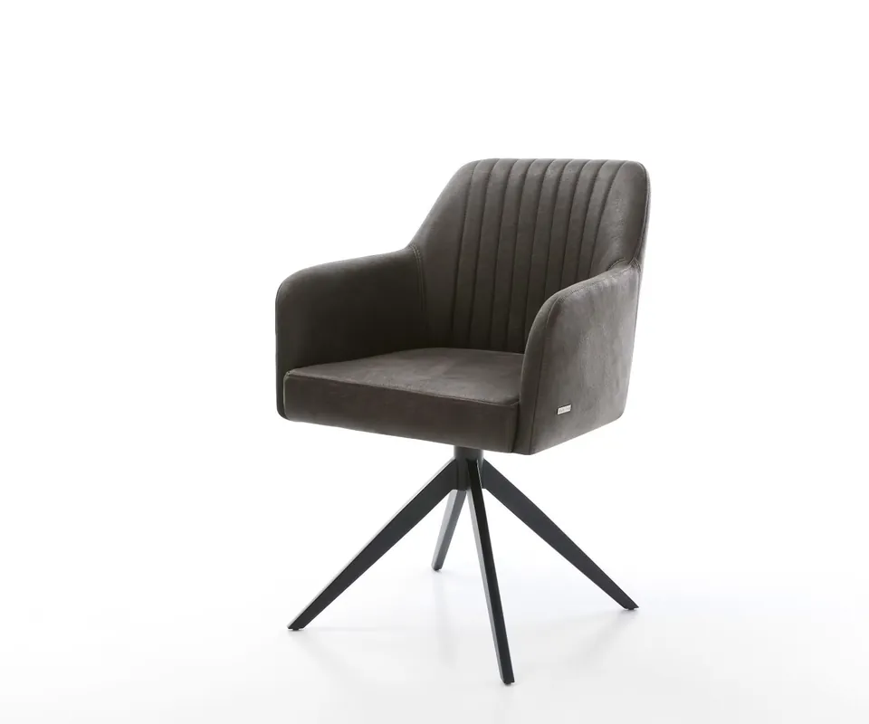 Esszimmerstuhl Greg-Flex Mikrofaser Anthrazit Vintage Kreuzgestell breit Schwarz Taschenfederkern Online Kaufen