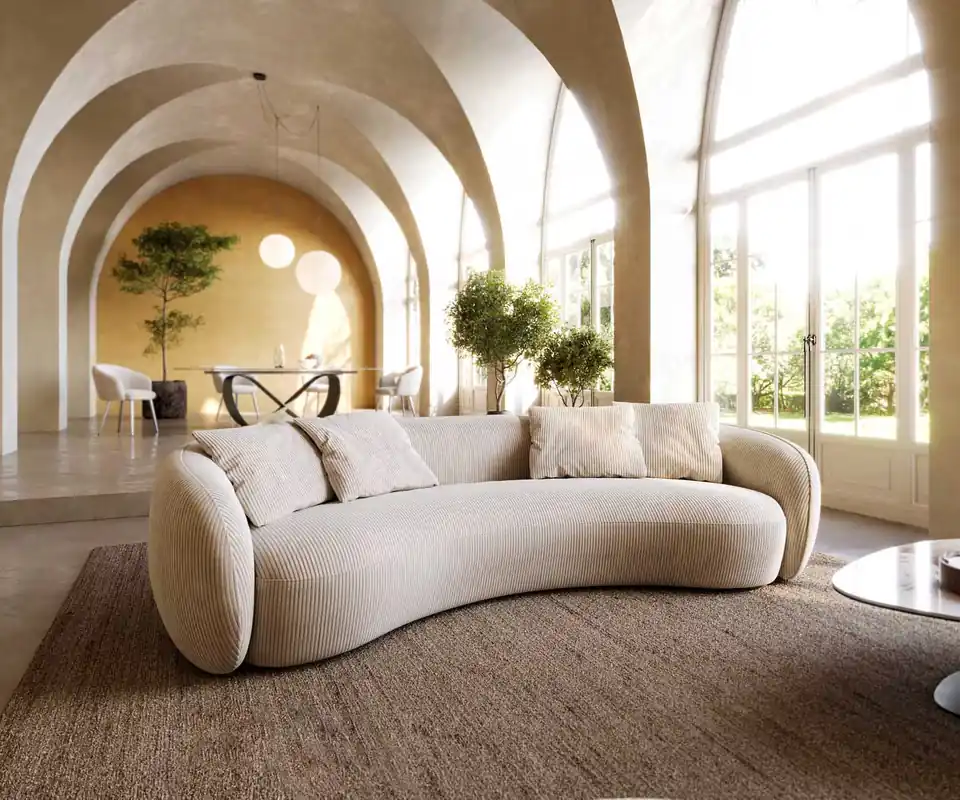 3-Sitzer Larna 260x120 cm Cord Beige Echt