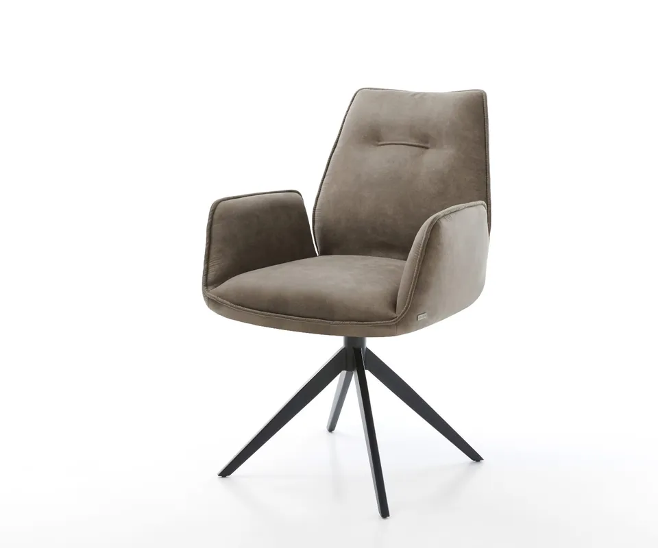 Expressversand Esszimmerstuhl Zoa-Flex Mikrofaser Taupe Vintage Kreuzgestell breit Schwarz Taschenfederkern