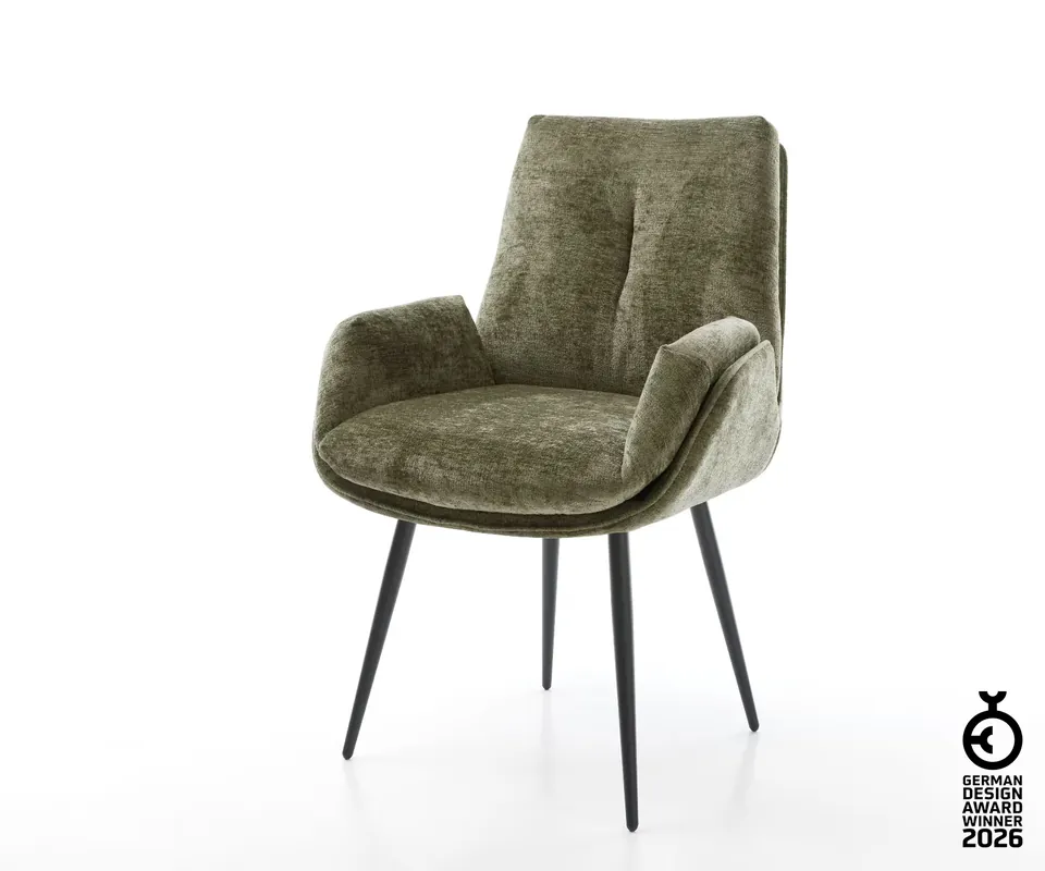 Esszimmerstuhl Clea-Flex Chenille Olive 4-Fuß konisch Schwarz Finale Aktion