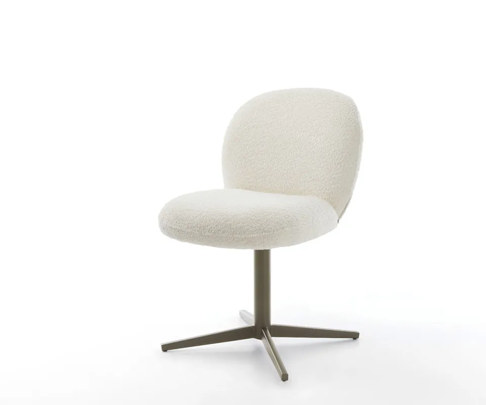 Drehstuhl Nube-Flex Bouclé Weiß Fußkreuz Effektfinish Titan 360° drehbar Taschenfederkern Sonderaktion