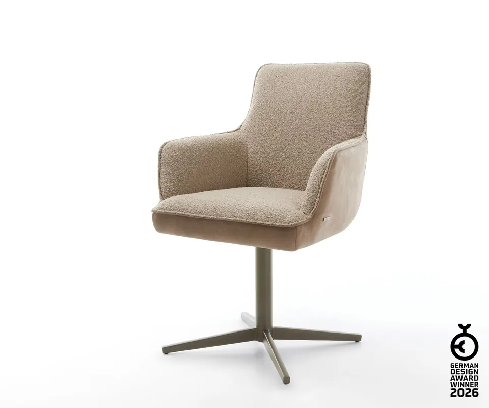 Sofort Bestellen Drehstuhl Heira-Flex mit Armlehnen Materialmix Schlamm Fußkreuz Effektfinish Titan 360° drehbar Taschenfederkern