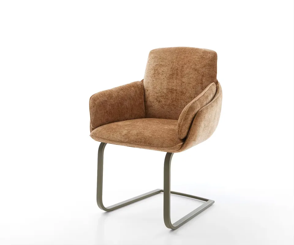 Freischwinger Luan-Flex mit Armlehnen Chenille Rost Freischwinger flach Effektfinish Titan Meistverkauft