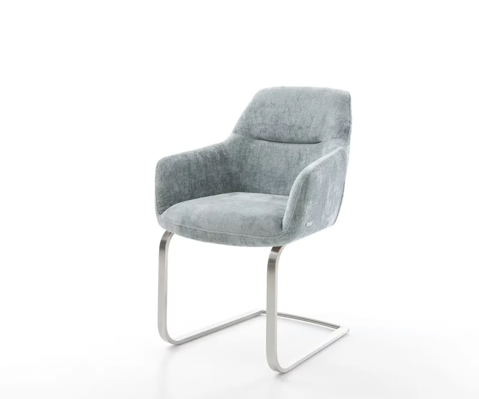Markenware Freischwinger Pejo-Flex Chenille Pastellblau Freischwinger flach Edelstahl Taschenfederkern