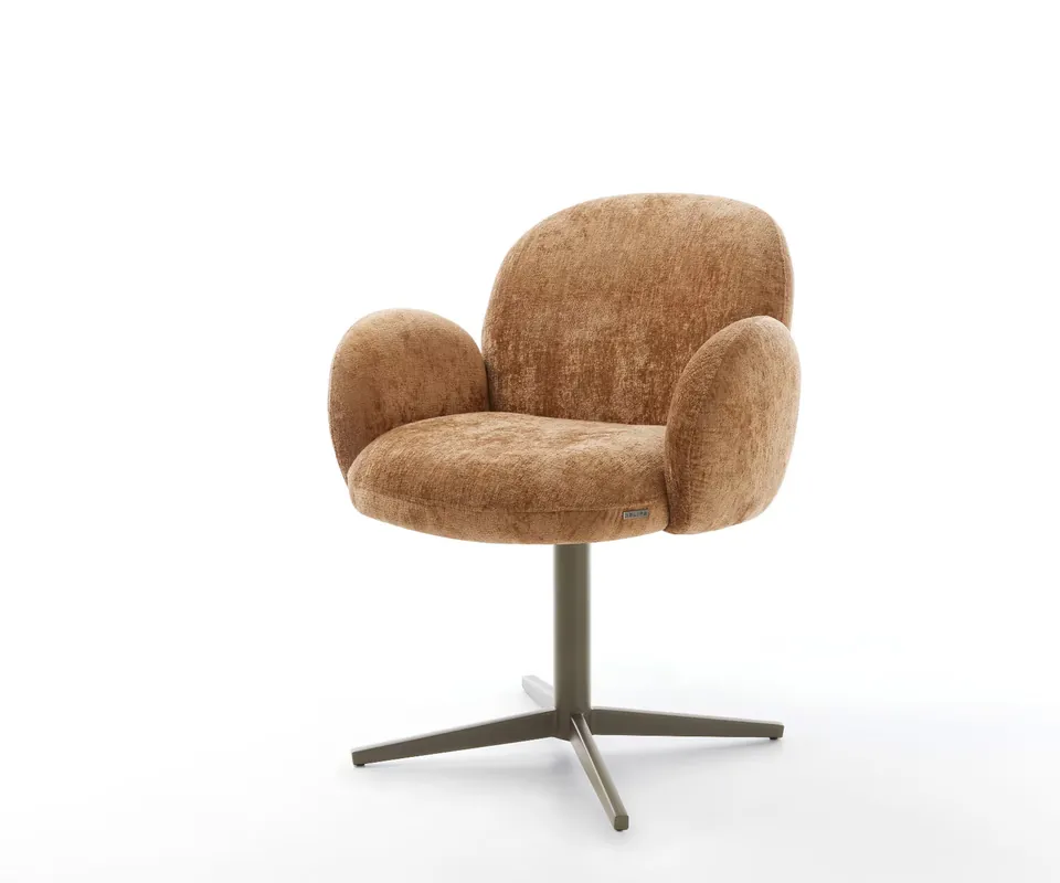 Garantierte Lieferung Drehstuhl Nube-Flex mit Armlehnen Chenille Rost Fußkreuz Effektfinish Titan 360° drehbar Taschenfederkern