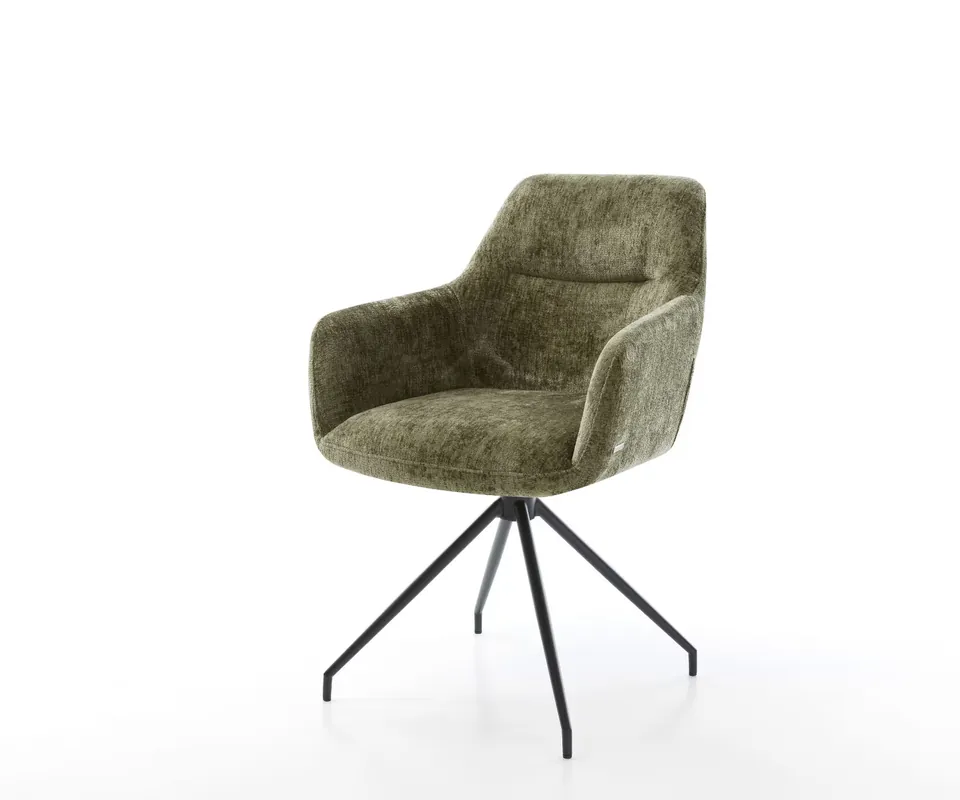 Must-Have Drehstuhl Pejo-Flex Chenille Olive Kreuzgestell konisch Schwarz 180° drehbar Taschenfederkern