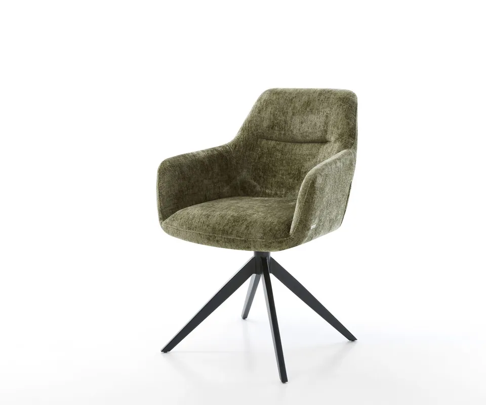 Bestpreis Drehstuhl Pejo-Flex Chenille Olive Kreuzgestell breit Schwarz 360° drehbar Wippfunktion Taschenfederkern