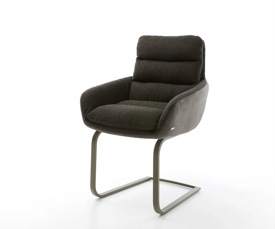 Jetzt Kaufen Freischwinger Abelia-Flex mit Armlehnen Materialmix Schwarz Freischwinger flach Effektfinish Titan