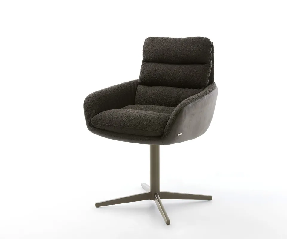 Drehstuhl Abelia-Flex mit Armlehnen Materialmix Schwarz Fußkreuz Effektfinish Titan 360° drehbar Neu
