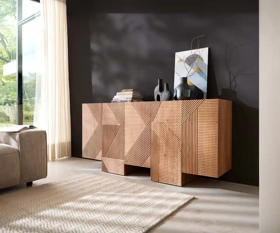 Top-Seller Sideboard Naxxar 180 cm Akazie Natur 5 Türen