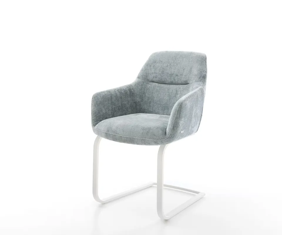 Freischwinger Pejo-Flex Chenille Pastellblau Freischwinger flach Weiß Taschenfederkern Saisonangebot