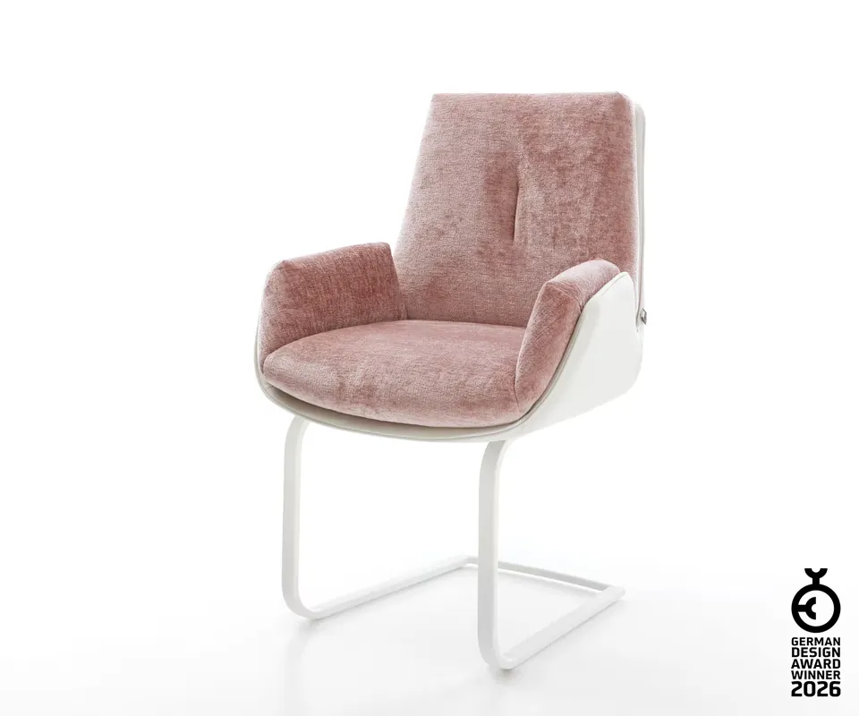 Freischwinger Clea-Flex Materialmix Echtleder Weiß-Rosé Freischwinger flach Weiß Echt