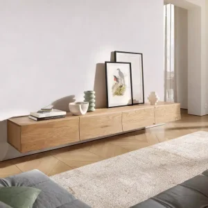 Garantierte Lieferung Lowboard Wyatt 220 cm Eiche Natur 4 Schübe schwebend