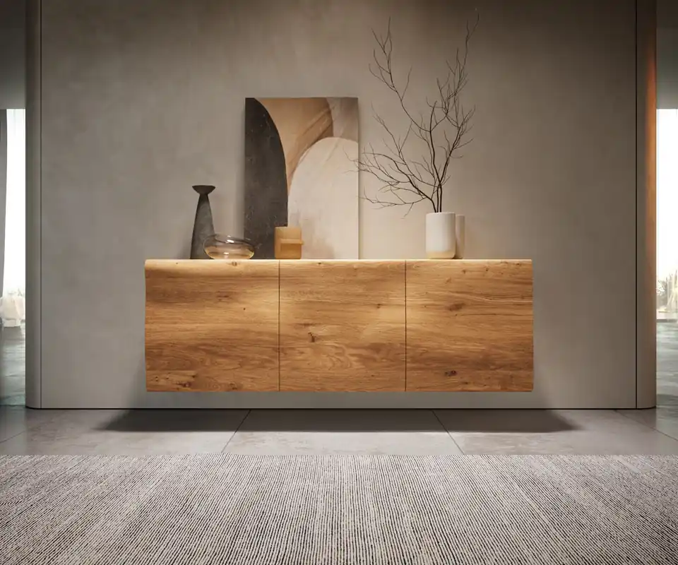 Jetzt Bestellen Sideboard New Live-Edge Live-Edge 145 cm Eiche Natur 3 Türen schwebend