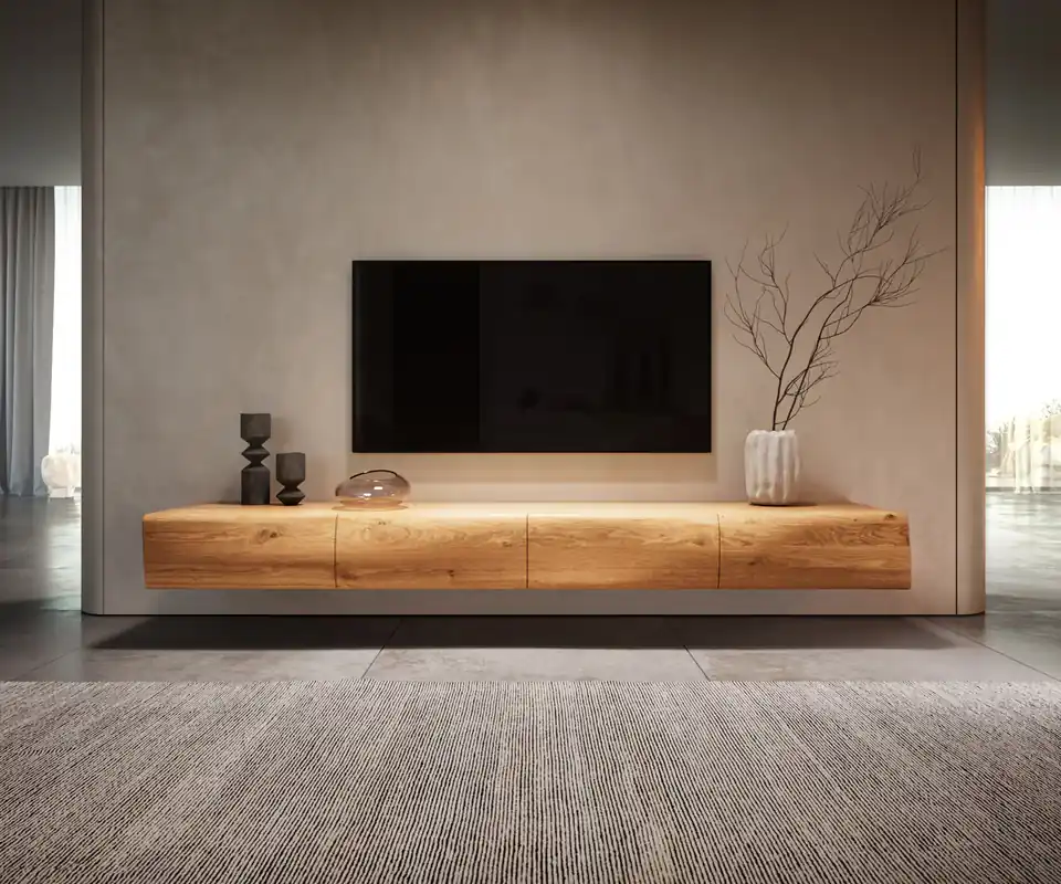 Lowboard New Live-Edge Live-Edge 200 cm Eiche Natur 4 Türen schwebend Begrenztes Angebot