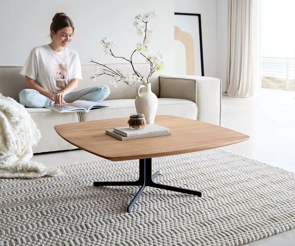 Couchtisch Talita 90x90 cm Ulme Natur Metall Effektfinish Titan Nur Für Kurze Zeit