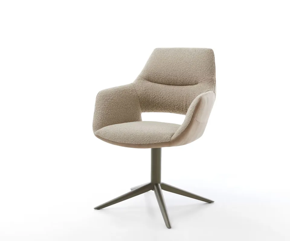 Drehstuhl Yago-Flex mit Armlehnen Materialmix Schlamm Fußkreuz Effektfinish Titan 360° drehbar Wippfunktion Taschenfederkern Preisknaller